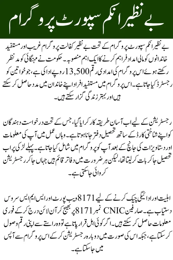 Benazir Kafalat Program 13500 Web Portal 8171 Online Check 2026